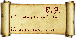 Böcskey Filoméla névjegykártya